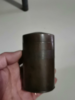 日本老銅罐子 茶葉罐。底部小磕不影響使用。