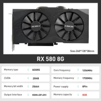 New! RX 580 8GB Video Card GDDR5 256Bit 2048SP Graphics Card GPU AMD Radeon RX580 8G Gaming Card Des