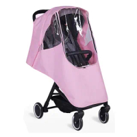 【Baby 童衣】任選 嬰兒推車雨罩 嬰兒推車擋雨透明罩 88140(雨罩淺粉色)