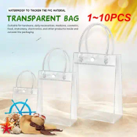 1~10PCS Transparent PVC Handbag Christmas Gift Packaging Bags With Handles Shopping Travel Clear Tote Jelly Bag Shoulder Makeup