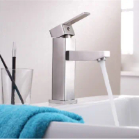 SUS 304 Stainless Steel Square Type Design Single Liver Basin Faucet