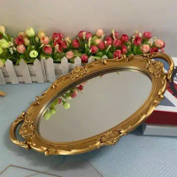 Retro Style Mirror Storage Tray for Home Entrance Bathroom Dressing Table Cabinet Storage Tray Wedding Decoration Product