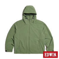 【EDWIN】男裝 大寬版防風連帽外套(灰綠色)
