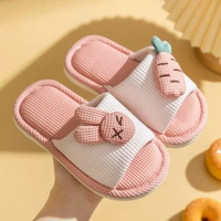 兒童拖鞋亞麻女童男童春秋家居家用室內細路親子BB防滑幼稚園鞋-粉色【蘿蔔兔開口】 32/33-款式27