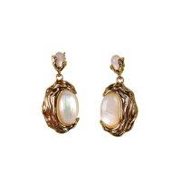 s925 Silver gold plated shell earrings for women