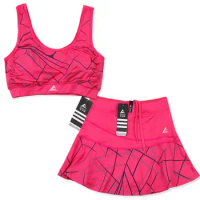 Women's Sports Tennis Skort Short Badminton Skirt with Safety Shorts Striped Tennis Skirt