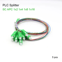 5 Pcs/Lot 1X2 1X4 1X8 1X16 1X32 PLC Fiber Splitter SC/APC SM 0.9mm G657A1 PVC 1m FTTH PLC splitter sc apc connector Freeshipping
