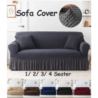 1/2/3/4 Seater L Shape Sofa Cover Universal Seersucker Sarung Sofa Elastic Couch Cover Elastic Couch
