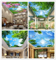 藍天白云壁紙星空頂棚裝飾8D墻布酒店客廳臥室屋頂天花板吊頂壁畫