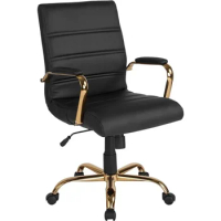 Relaxing Chair Adjustable Height Padded Office Chair Black/Gold Computer Armchair Gaming Gamer Desk Backrest Ergonomic Executive