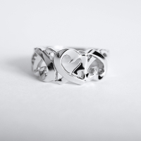 二手品 Tiffany&amp;Co. 品牌Triple 愛心戒指 925純銀