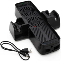 Console Cooling Fan, 3-in-1 Controller Charger Stand Cooler Station with USB Charging Cable for Microsoft Xbox 360 Slim 360 S