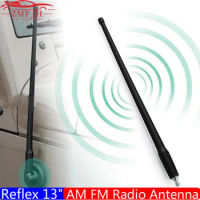 Car Accessory Roof Radio FM AM Signal Booster Antenna Reflex 13" AM FM Radio Antenna for Jeep Wrangler JK JL Rugged Ridge
