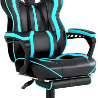 Gaming chair, reclining computer gaming chair with footstool, ergonomic gaming chair with massage