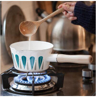 樹可琺瑯日式樹葉奶鍋單柄搪瓷鍋熱牛奶鍋家用電磁爐用輔食小湯鍋