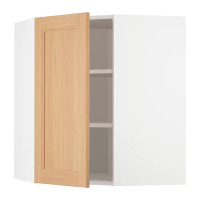 METOD 轉角壁櫃附層板, 白色/vedhamn 橡木, 68x37x80 公分