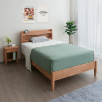 【麗得傢居】宮崎3.5尺實木床架+一抽床邊櫃+涼感獨立筒床墊三件式套裝組 床台 單人床組(床墊十年保固)
