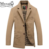 Mwxsd brand men casual cotton Blazer for Autumn winter men's cotton suit Jacket male slim fit jaqueta blazer masculino
