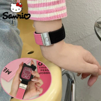 Sanrio Hello Kitty strap case for Apple Watch Band 44 40 45 41 42 38 mm Elastic Nylon Belt Bracelet IWatch Series 7 3 SE 8 Ultra