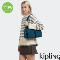 【KIPLING官方旗艦館】石青翡翠綠多口袋實用斜背包-COOL DEFEA