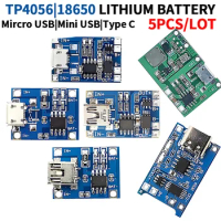 5Pcs Micro/Mini USB TypeC 5V 18650 TP4056 Lithium Battery Charger Module Charging Board With Protection Dual Functions 1A Li-ion