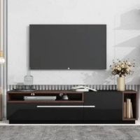 Two-Tone Design Stand with Silver Handles, UV High-Gloss Media Console 70", Chic Style TV Cabinet with Spacious Storage Space