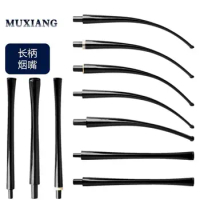 MuXiang 1pc Acrylic Tobacco mouthpiece for Tobacco briar pipe smoke pipe handwork Acrylic Stem Black stem long pipe mouthpiece