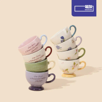 【Dhot】 SHUNXIANG 70ml Ceramic Coffee Cup Set Espresso Cups INS Style Valentine Coffee Mug Coffee Tea