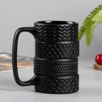 Creative Coffee Mug Large Capacity Ceramic Cup Personality Tire Shaped Cup Novelty Tea Milk Mug Breakfast Cup Birthday Gif