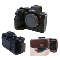 PU Leather case Camera Bag cover For Sony A7M4 A7IV A74 A7S3 A7SIII A1 A7R5 Portable Half Body Set Shell With Battery Opening