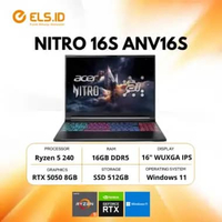 Acer Nitro 16S ANV16S 41 AMD Ryzen 5 240 16GB SSD 512GB 16" RTX5050 W11+OH2024+M365