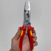 KNIPEX 1396200 Insulated Cutting Pliers for Electrical Installation VDE-tested with Opening Spring Crimping Stripping Plier