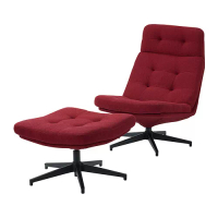 HAVBERG 扶手椅及腳凳, lejde 紅色/棕色