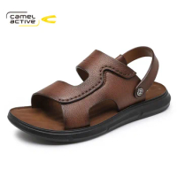 Camel Active 2023 New Men's Shoes Comfortable Breathable Genuine Leather Outdoor Beach Sandals Lightweight Rubber Sole DQ120081