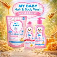 My Baby Hair & Body Wash Nourish & Smooth Pink - Sabun Mandi Keramas Bayi Honey & Oat (Refill 375ml 