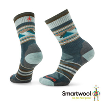 【【蘋果戶外】】Smartwool SW001713 G74 暮光藍【女襪】PhD 戶外全輕量減震印花中長統筒襪美麗諾羊毛襪 排汗襪 保暖 吸濕 抗臭