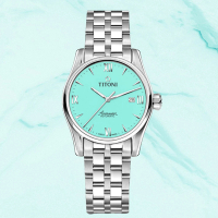 TITONI 梅花錶 空中霸王系列 AIRMASTER 機械女錶 手錶-蒂芬尼藍(23908 S-691)