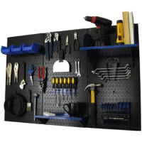 Pegboard Organizer Wall Control 4 ft. Metal Pegboard Standard Tool Storage Kit with Black Toolboard and Blue Accessories
