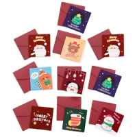 X6HD Pack of 10pcs Cartoon Christmas Greeting Cards with Envelopes Set Creative Gift