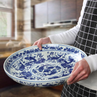 景德鎮青花瓷餐具中式大魚盤大盤雞盤子家用特大號剁椒魚頭專用盤