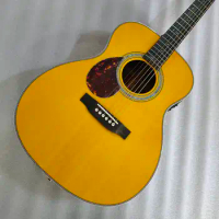 OM Body Acoustic Electric Guitar, 14 Frets, Left Handed, Ebony Fretboard, Factory Custom