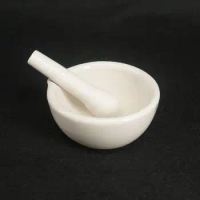 130mm Ceramic Porcelain Mortar And Pestle Mix Grind Bowl Set Herbs Kitchen