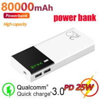 80000mAh Mini Power Bank Digital Display Fast Charging Phone Charger Outdoor Portable External Battery for Xiaomi Samsung