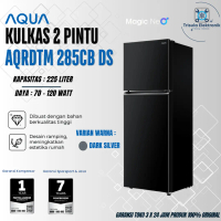 Aqua Kulkas 2 Pintu AQRDTM285CB / AQR DTM285 CB, Lemari Es 225 Liter Kapasitas Besar - Turbo Cooling