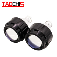 TAOCHIS 2.5 MINI H1 Bi xenon projector lens Mask Cover Black color Chrome color WST lens with light bulbs fast bright ballast