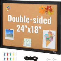 VEVOR Cork Board For Walls Double-Sided Cork 24 "X 18" Bulletin Board Vision Board Push Pin Board Wi