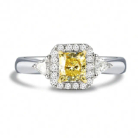 【City Diamond 引雅】『璀璨王妃』14K天然黃彩鑽鑽石70分白K金戒指