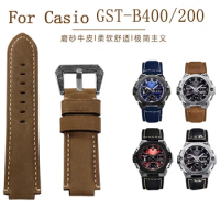 For Casio G-SHOCK GST-B400 GST-B200 Vintage Frosted Cow Leather Watch Strap Retro Watchband 24-16 26-14mm Convex men's Bracelet
