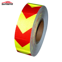 ZATOOTO 2"*164' yellow red arrow Reflective Safety Warning Conspicuity Tape Sticker Caution Tape Self Adhesive Warning Sticker