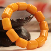 Natural amber honey wax bracelet second generation chicken oil yellow old oil full honey wax road through hand chain bucket-shap